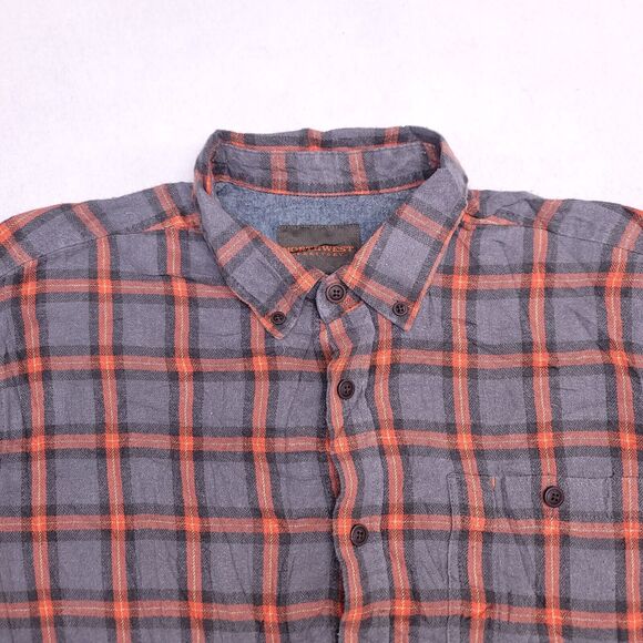 Northwest Territory Tartan Flannel Casual Button Shirt Mens Size L Gray Orange - Picture 1 of 10